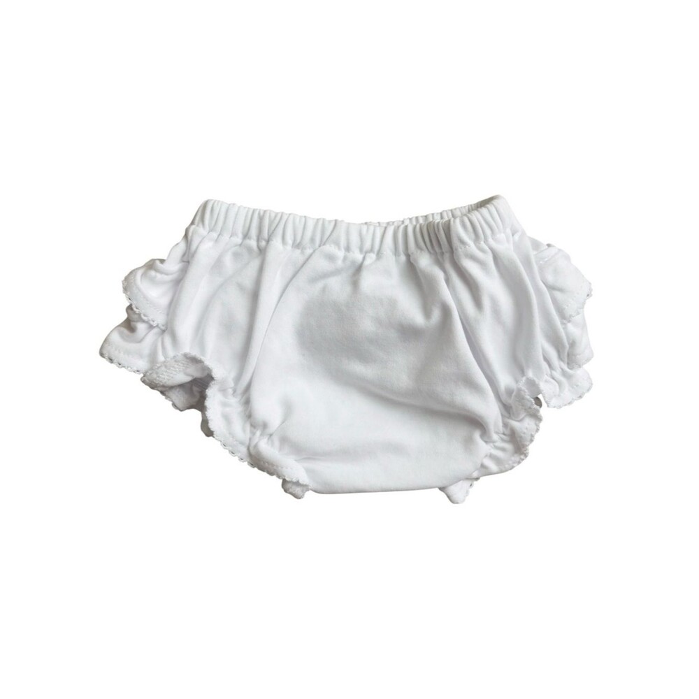 Kissy Kissy Baby Girls White Ruffle Diaper Cover Bloomers Bottoms. 0-3 Months.